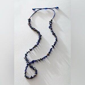 NWT Free People Single Strand Beaded Necklace In Lapis Blue